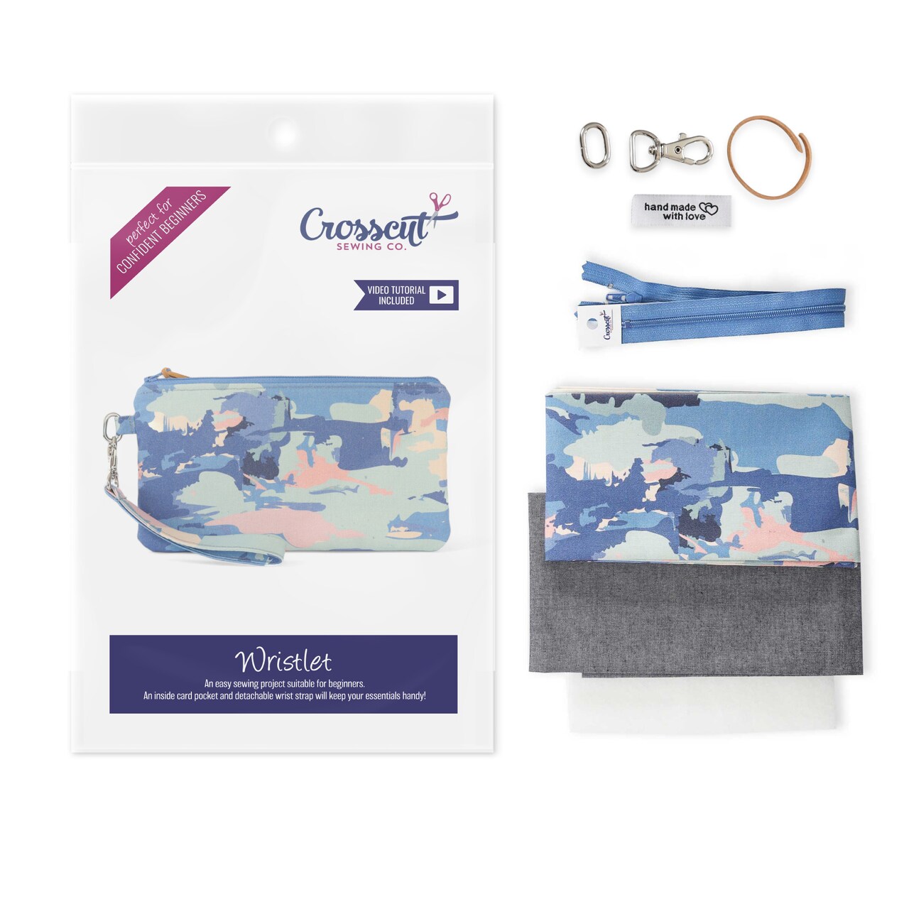 Crosscut Sewing Co.® Wristlet Sewing Kit - Beginner Sewing Project Kit